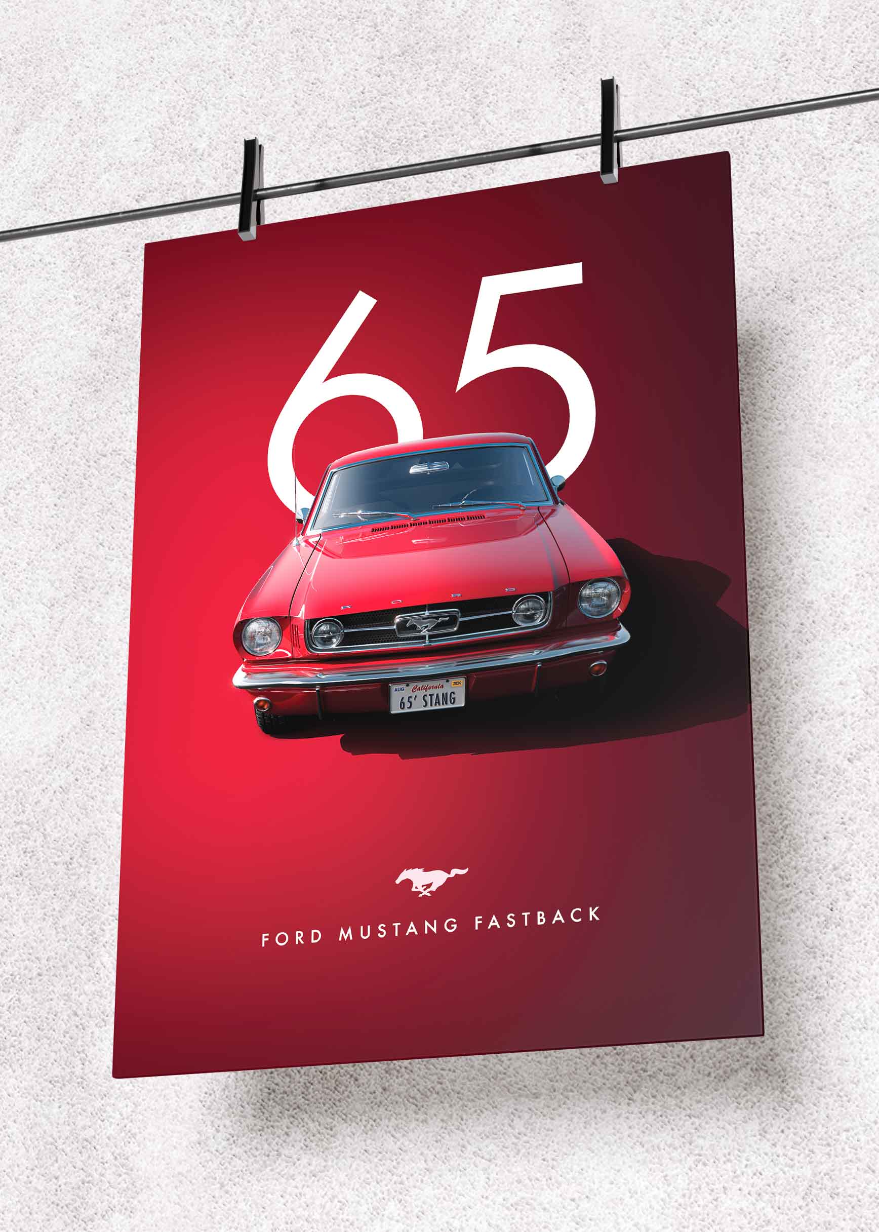 1965 Ford Mustang Fastback – Premium Metal Art Poster