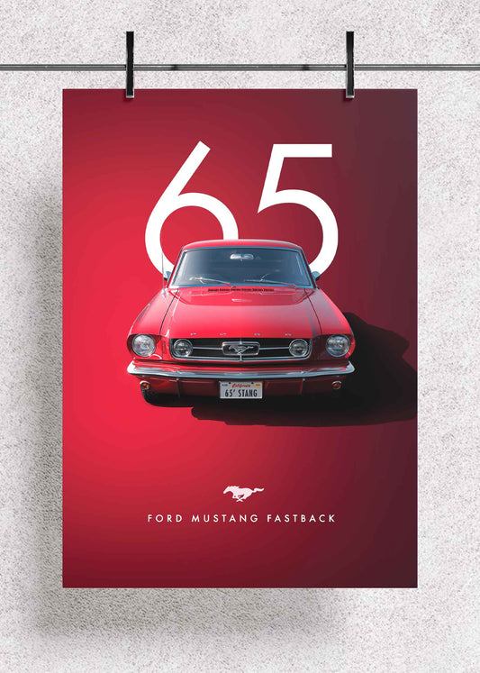 1965 Ford Mustang Fastback – Premium Metal Art Poster