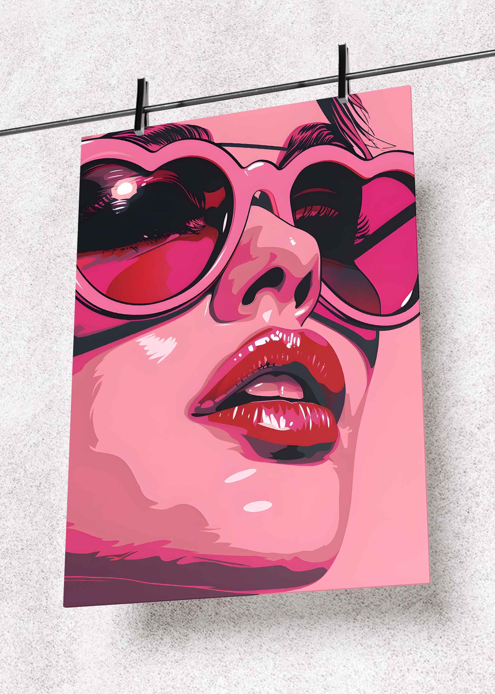 Pink Pop Art Portrait – Premium Metal Art Poster