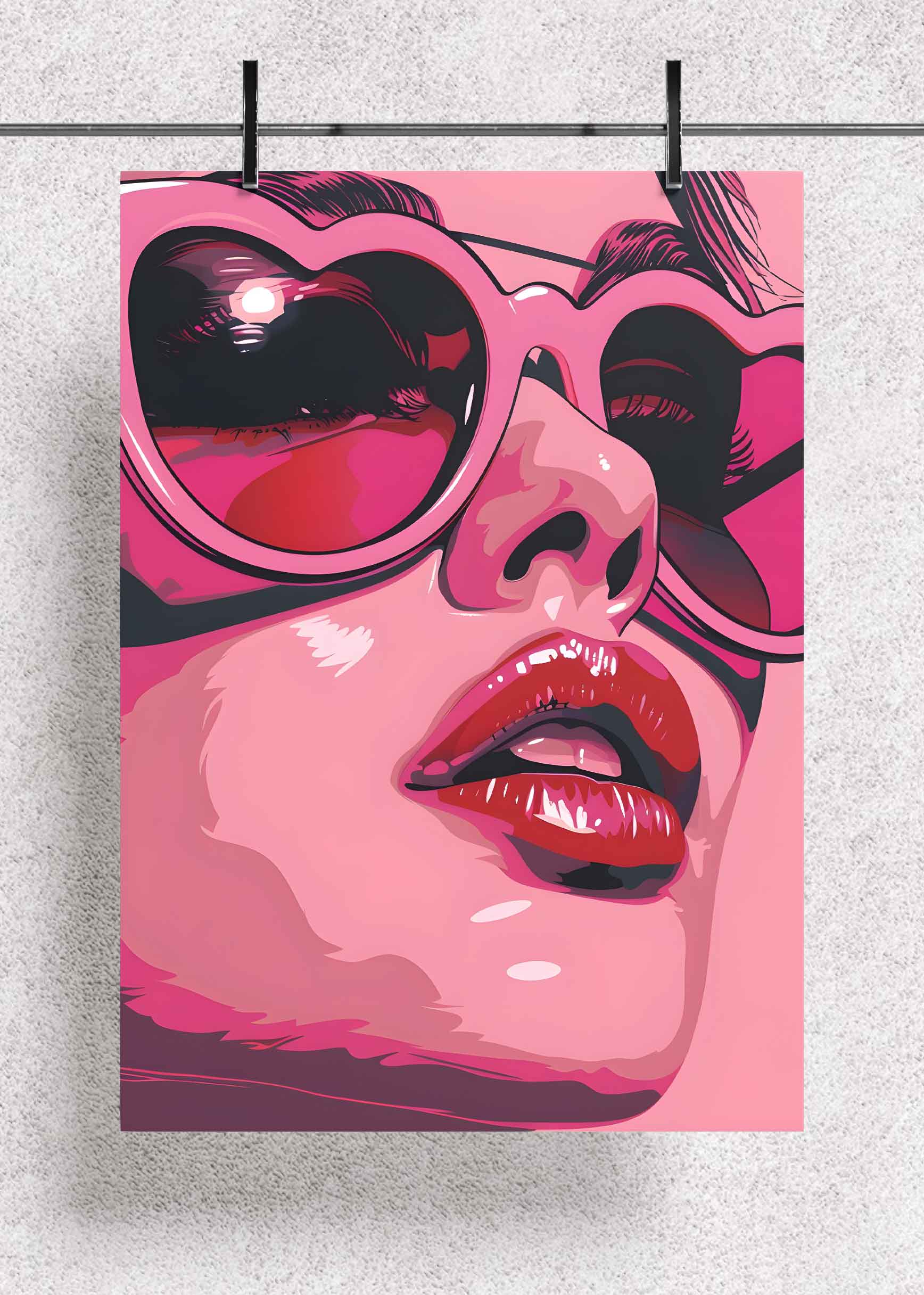 Pink Pop Art Portrait – Premium Metal Art Poster
