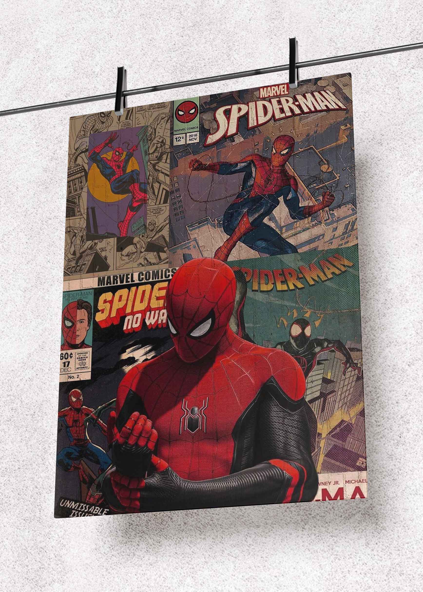 Spider-Man Vintage Collage – Premium Metal Art Poster