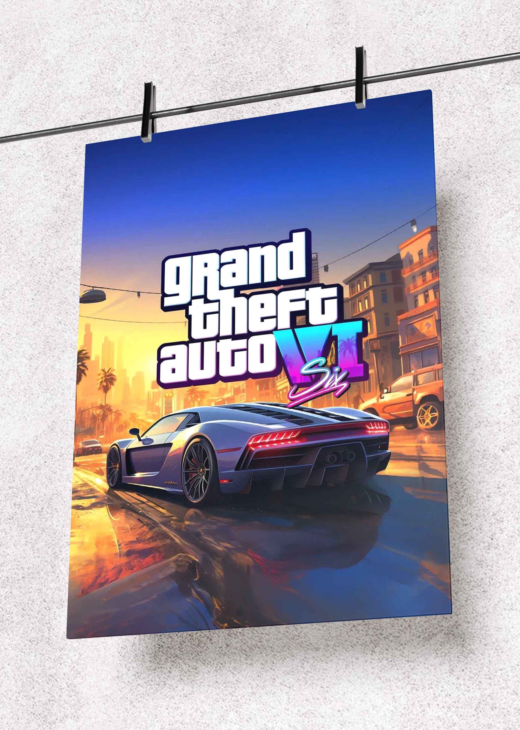 GTA VI Neon Streets – Premium Metal Art Poster