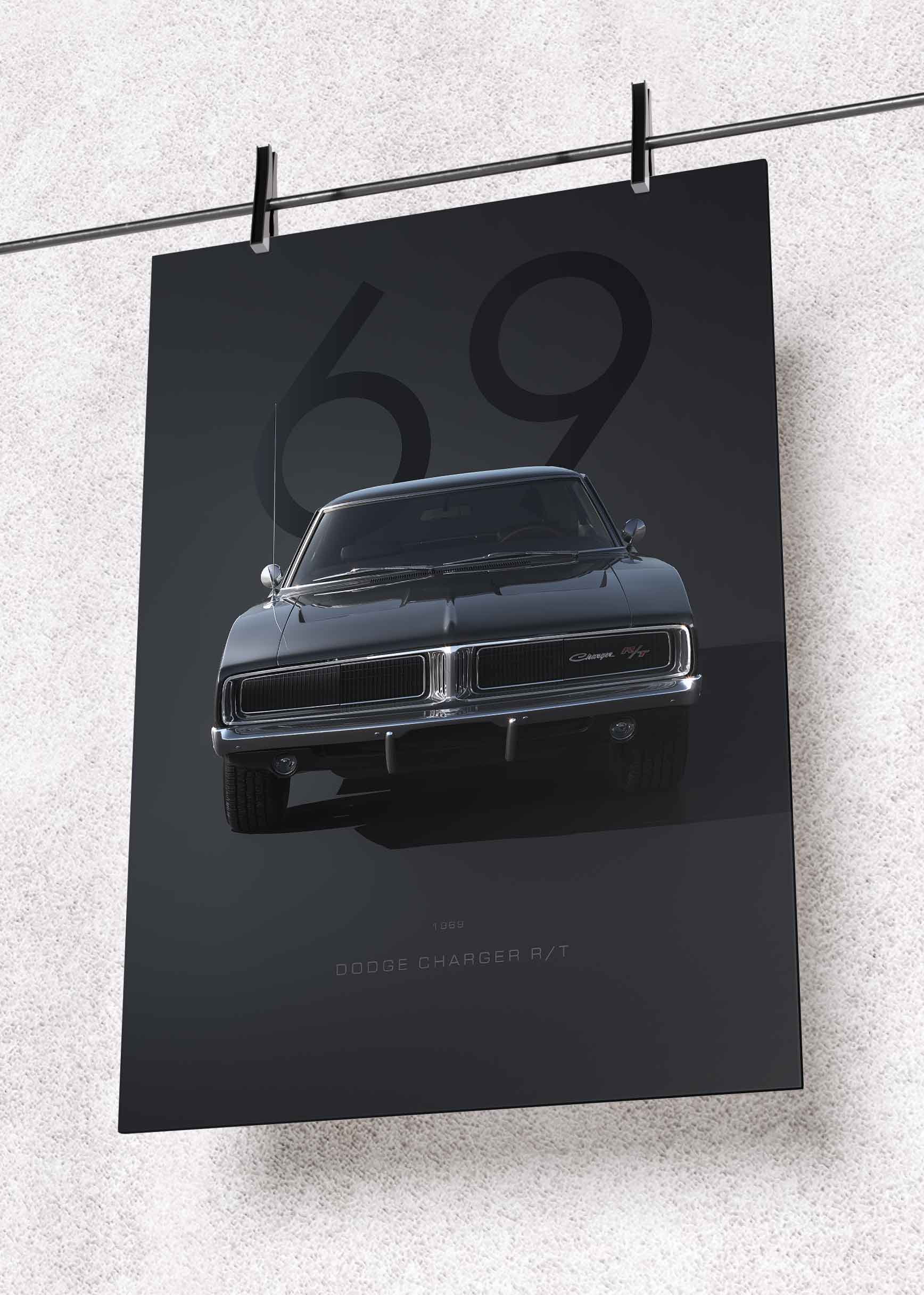 1969 Dodge Charger R/T – Premium Metal Art Poster