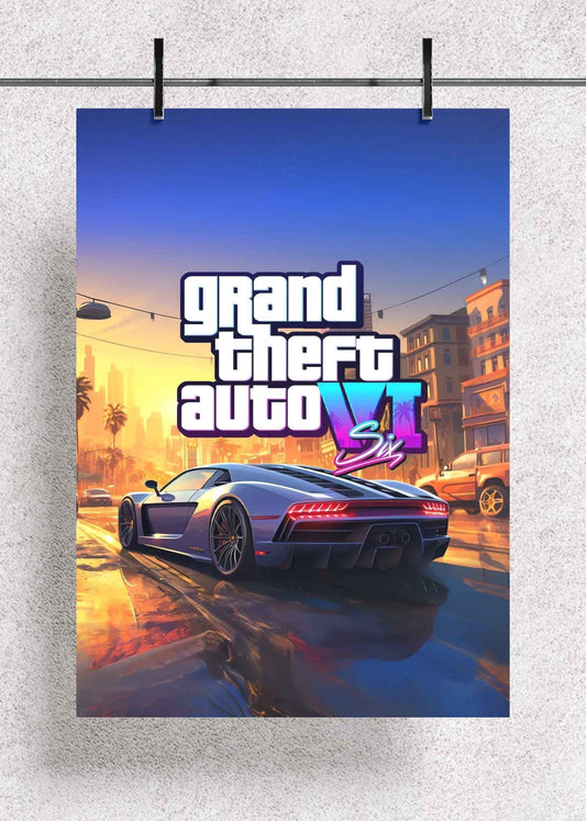 GTA VI Neon Streets – Premium Metal Art Poster