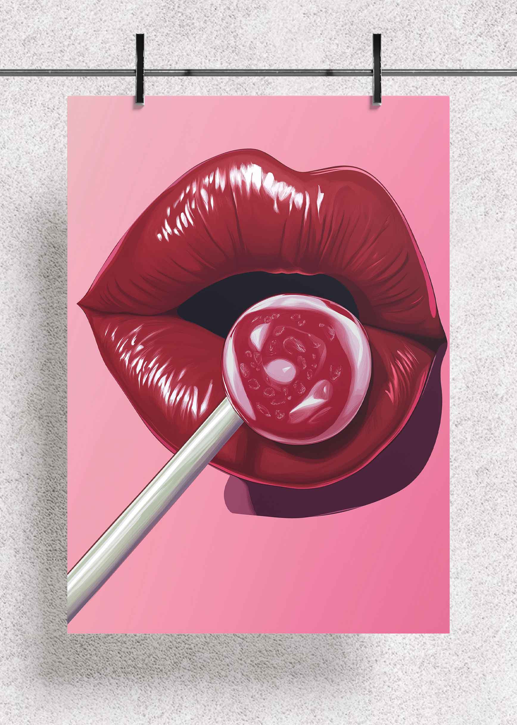 Candy Pop Lips – Premium Metal Art Poster