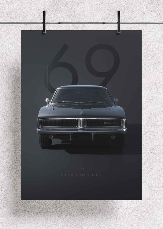 1969 Dodge Charger R/T – Premium Metal Art Poster